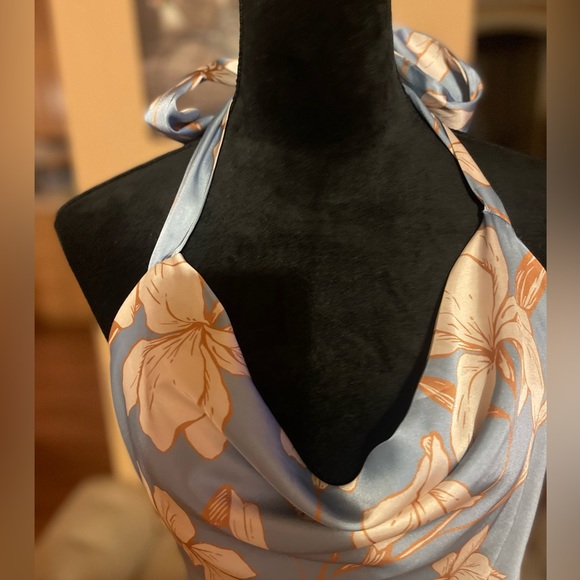 Dresses Blush Bj New Satin Floral Dress In Baby Blue Color Poshmark